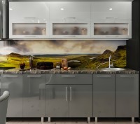 Кухонный гарнитур Bafimob Modern (High Gloss) 2.0m glass White/Grey