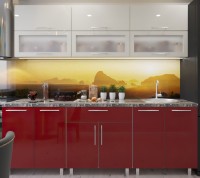 Кухонный гарнитур Bafimob Modern (High Gloss) 2.4m glass Beige/Bordo