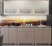 Кухонный гарнитур Bafimob Modern (High Gloss) 2.4m glass Beige/Cappuccino