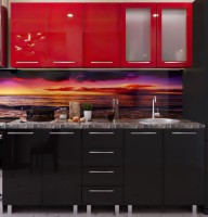 Bucătărie Bafimob Lena (High Gloss) 1.6m Red/Black
