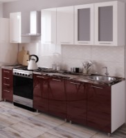 Bucătărie Bafimob Lena (High Gloss) 1.6m White/Bordo