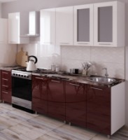 Кухонный гарнитур Bafimob Lena (High Gloss) 2.0m White/Bordo
