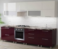 Bucătărie Bafimob Blum (High Gloss) 2.8m Beige/Bordo