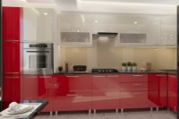 Bucătărie Bafimob Corner (High Gloss) 4.1x0.9m Eco +ball closer Beige/Red