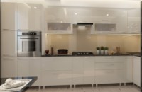 Кухонный гарнитур Bafimob Corner (High Gloss) 4.1x0.9m Eco Beige