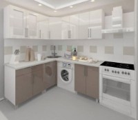 Кухонный гарнитур Bafimob Corner (High Gloss) 1.8x1.8m Cappuccino/White