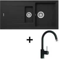 Chiuvetă de bucătărie + baterie Schock Set Element D-150 Onyx + Plutos Onyx