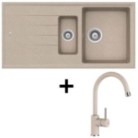 Chiuvetă de bucătărie + baterie Schock Set Element D-150 Sabbia + Plutos Sabbia