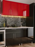 Bucătărie Bafimob Mini (High Gloss) 1.6m Red/Black