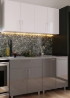 Кухонный гарнитур Bafimob Mini (High Gloss) 1.6m White/Grey