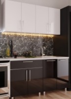 Bucătărie Bafimob Mini (High Gloss) 1.6m White/Black