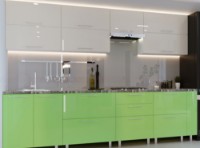 Кухонный гарнитур Bafimob Quadro (High Gloss) 3.0m Beige/Green