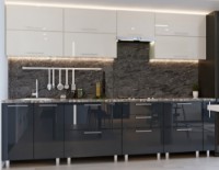 Кухонный гарнитур Bafimob Quadro (High Gloss) 3.0m +tandembox Beige/Grey