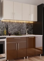 Кухонный гарнитур Bafimob Mini (High Gloss) 1.2m Beige/Brown