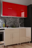Кухонный гарнитур Bafimob Mini (High Gloss) 1.2m Cappuccino/Red