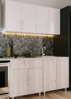 Кухонный гарнитур Bafimob Mini (High Gloss) 1.4m White/Carton