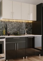 Bucătărie Bafimob Mini (High Gloss) 1.6m Beige/Black
