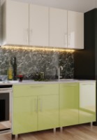 Кухонный гарнитур Bafimob Mini (High Gloss) 1.6m Beige/Green