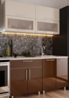 Bucătărie Bafimob Modern (High Gloss) Mini 1.4m Beige/Brown