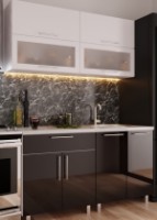 Bucătărie Bafimob Modern (High Gloss) Mini 1.4m Black/White