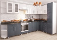 Кухонный гарнитур Bafimob Corner (High Gloss) 3.4x1.7m White/Grey