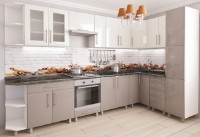 Кухонный гарнитур Bafimob Corner (High Gloss) 3.4x1.7m White/Cappuccino