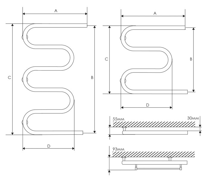 Полотенцесушитель Laris Coil 32 w/shelves PS3 500x500