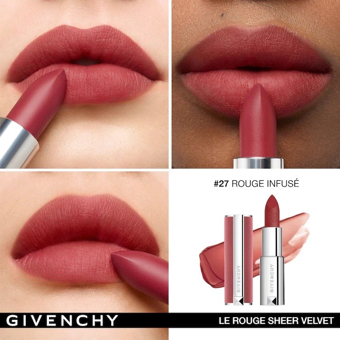 Ruj de buze Givenchy Le Rouge Sheer Velvet Matte Lipstick N27 Rouge Infuse