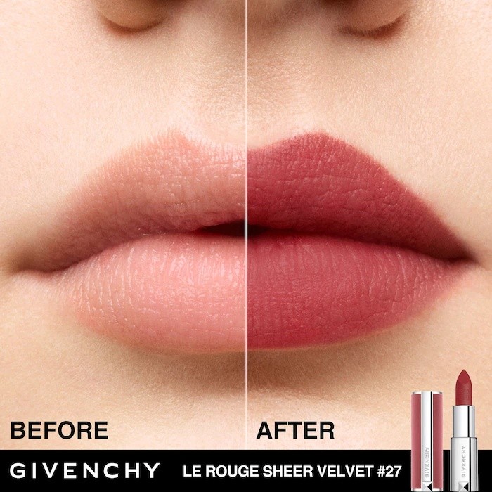Ruj de buze Givenchy Le Rouge Sheer Velvet Matte Lipstick N27 Rouge Infuse