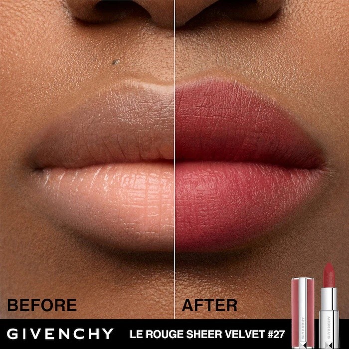 Ruj de buze Givenchy Le Rouge Sheer Velvet Matte Lipstick N27 Rouge Infuse