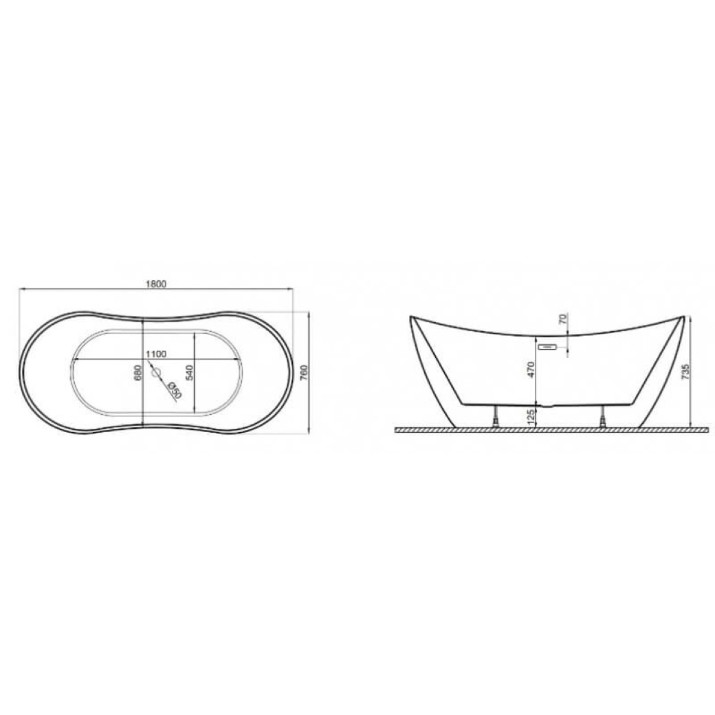 Cadă de baie Polimat Abi 180x80 (S) (16435)
