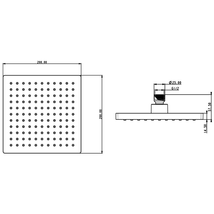 Cap de duș Herz SQ Black ABS a54B (UH12112B)