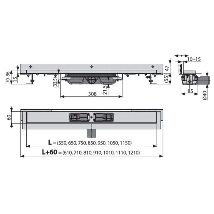 Трап для душа Alcaplast APZ104-650 Flexible Low (91619)