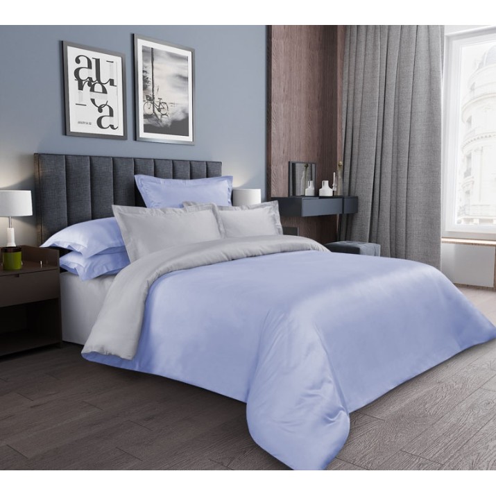 Lenjerie de pat Cottony Satin de Lux Light Blue/Light Gray Uniton 2E (17271/17320)