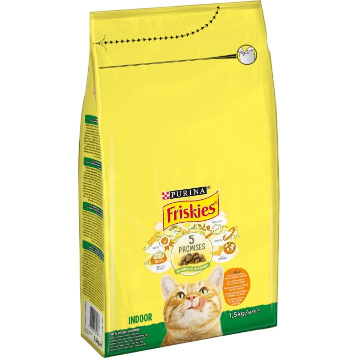 Hrană uscată pentru pisici Purina Friskies Indoor Chicken&Vegetables 1.5kg