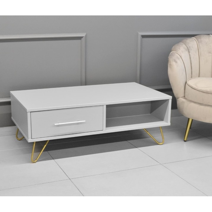 Măsuţă cafea Deco Mia White/Gold Legs