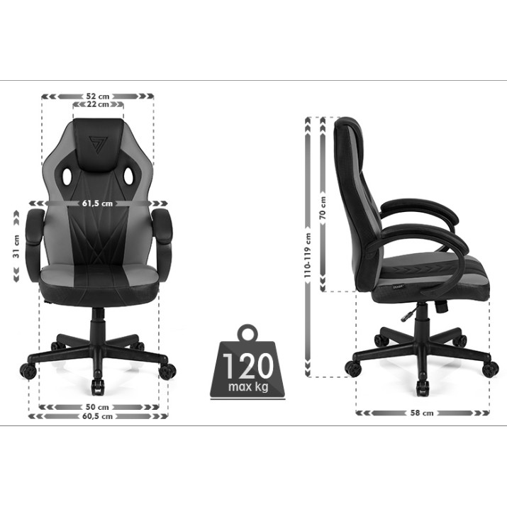Геймерское кресло Sense7 Prism Black and Gray