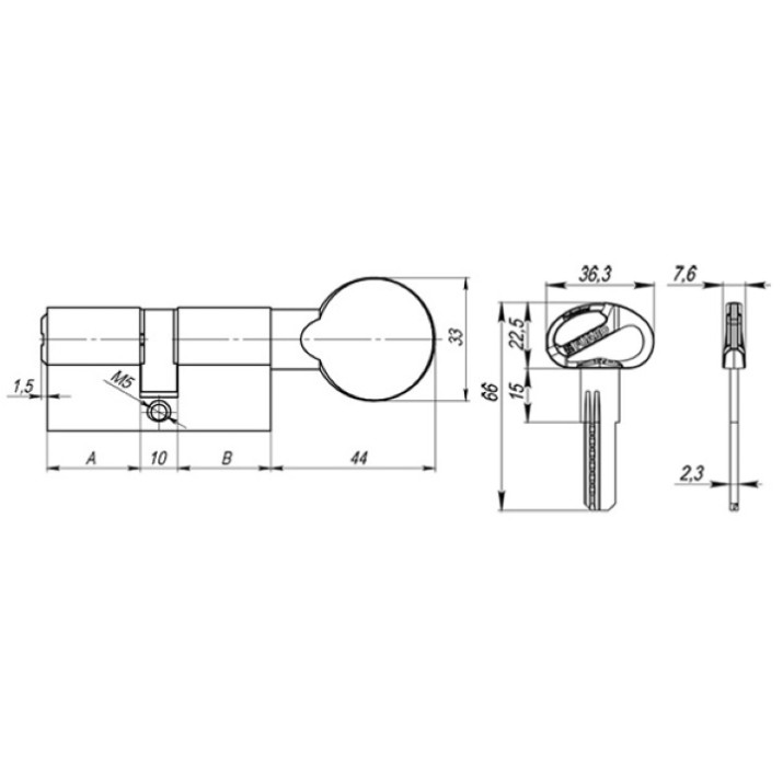Цилиндр для замка Fuaro D-PRO502-8/90mm 40x10x40