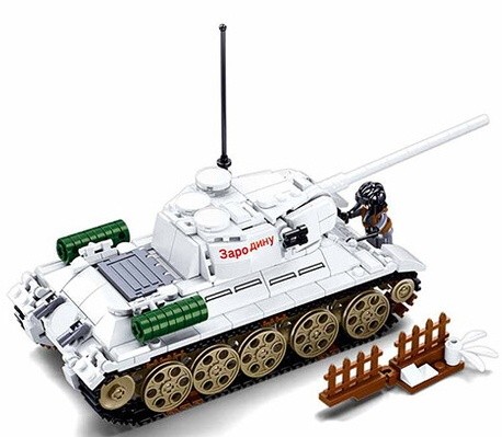 Конструктор Sluban Army Battle of Budapest T-34/85 Medium Tank White (B0978)