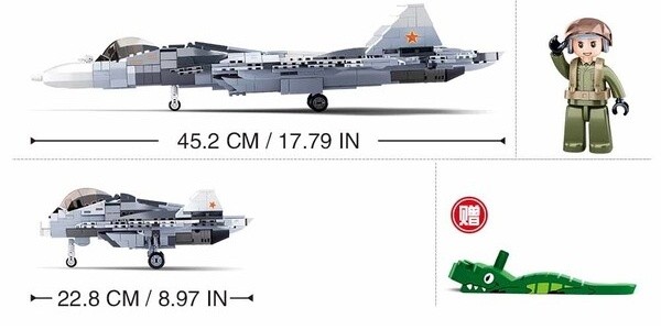 Set de construcție Sluban Model Bricks Su-57 Fighter 2in1 (B0986)