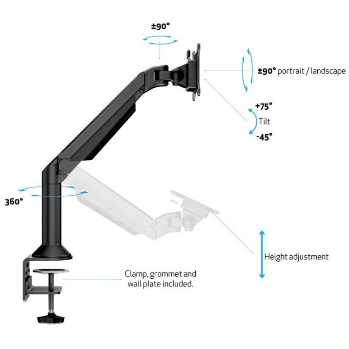 Suport pentru monitor Multibrackets M VESA Gas Lift Arm Desk or Wall Basic Black