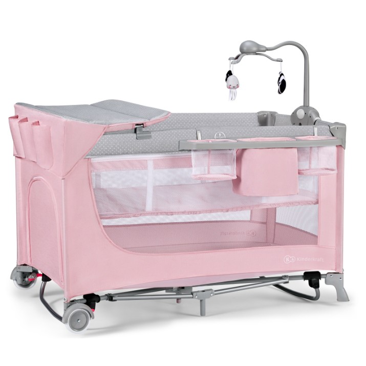 Pătuț pliabil Kinderkraft Leody Pink (KCLEOD00PNK00AC)