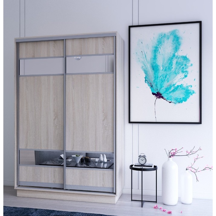 Dulap cu uşi glisante Mobildor-Lux Fox Mirror Elements 120x220 Oak Sonoma (fox6082)