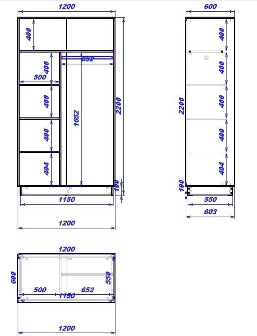 Dulap cu uşi glisante Mobildor-Lux Fox 120x220 Oak Sonoma (fox6500)