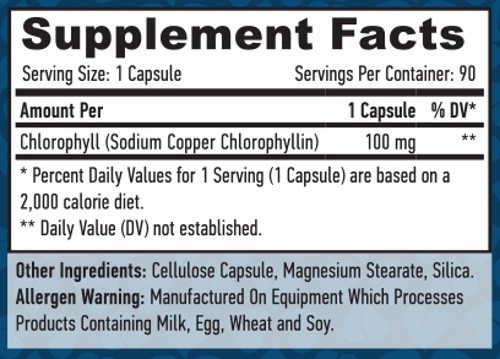 Пищевая добавка Haya Labs Chlorophyll 100mg 90cap