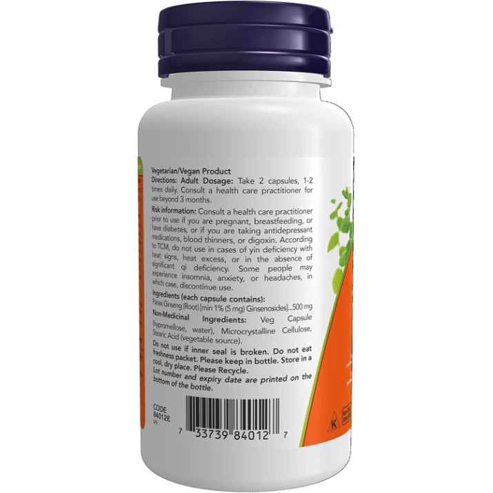 Supliment alimentar NOW Panax Ginseng 500mg 100cap