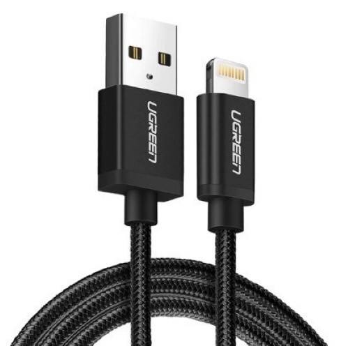 Cablu USB Ugreen Lightning to USB  Braided Black 1m (60156)