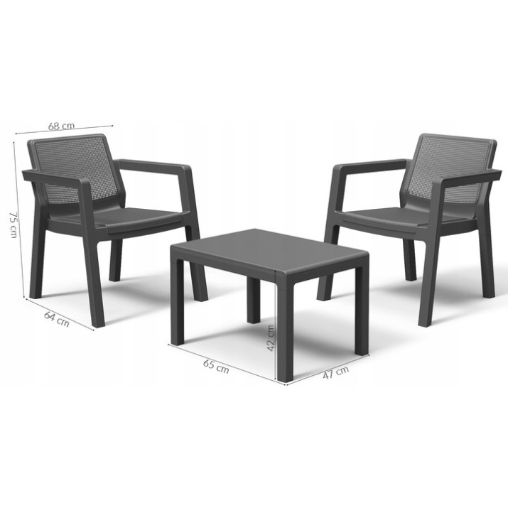 Уценка! Набор садовой мебели Keter Emily Balcony Set Graphite (247062)