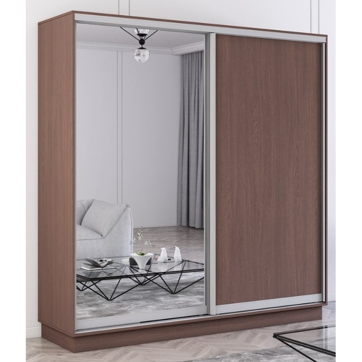 Шкаф-купе Mobildor-Lux Fox 200x220 (2226 Wenghe) Uși una PAL/Una oglinda