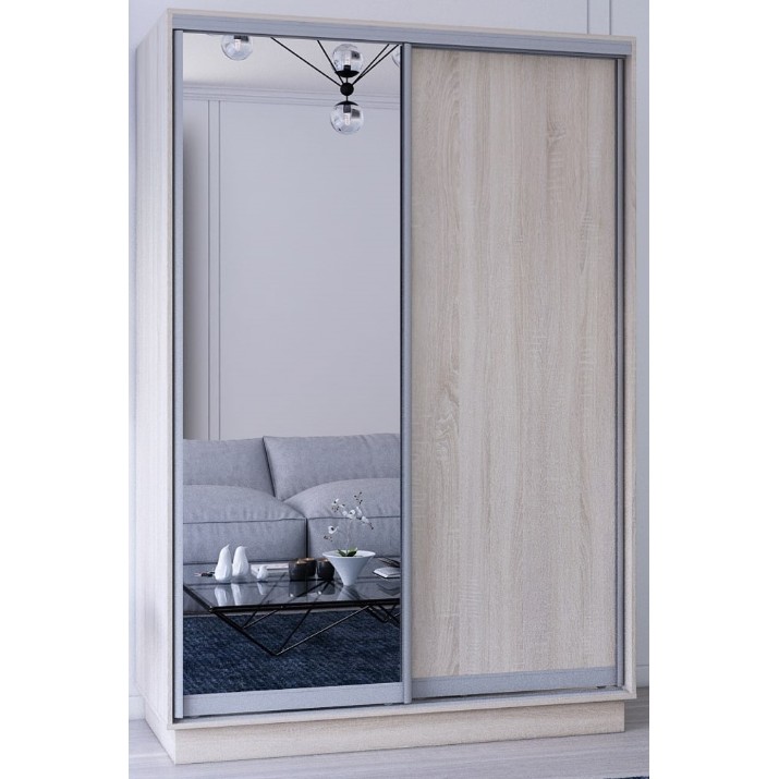 Dulap cu uşi glisante Mobildor-Lux Fox Chipboard/Mirror 140x220 Oak Sonoma (fox5490)
